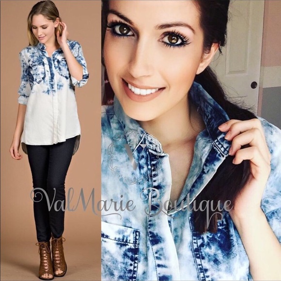 ValMarie Boutique Tops - OMBRÉ DISTRESSED DENIM TOP